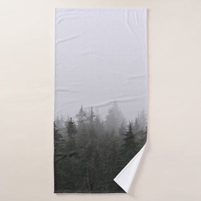 GREEN PINE TREES UNDER WHITE SKY BATH TOWEL (Bath Towel)