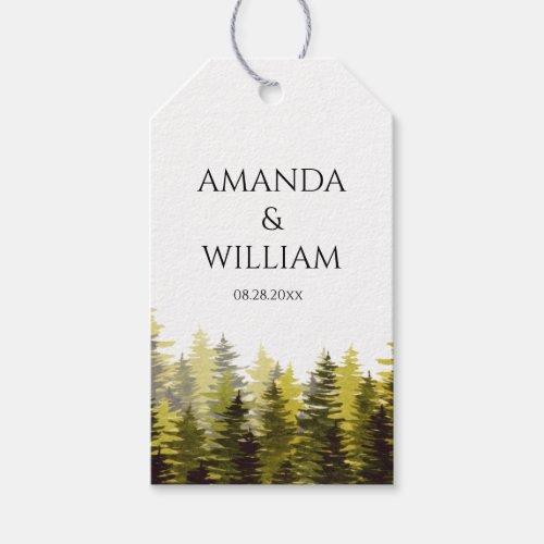 Green Pine Trees Wedding    Gift Tags