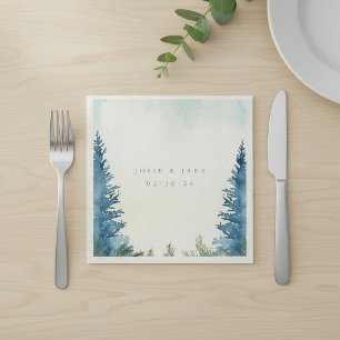 Green pine trees wedding napkin