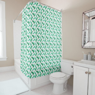 Green pine watercolor art  shower curtain
