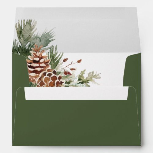 Green Pine Wedding Envelope