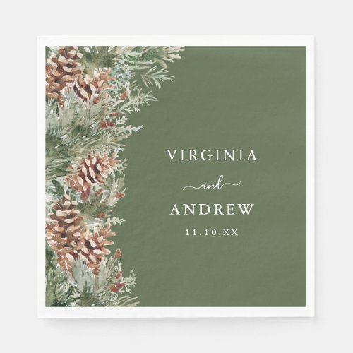 Green Pine Wedding Napkins