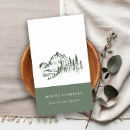 Green Pine Woods Mountain Sketch Climbing Camping Business Card at Zazzle