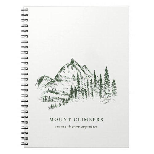 Green Pine Woods Mountain Sketch Climbing Camping Notebook