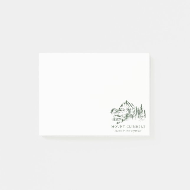 Green Pine Woods Mountain Sketch Climbing Camping Post-it Notes (Front)