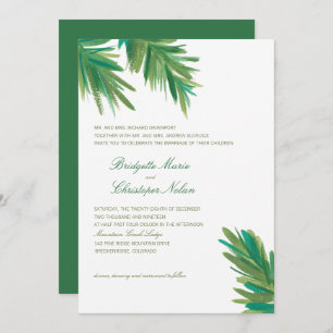 Green Pine Woods Watercolor Wedding Invitation