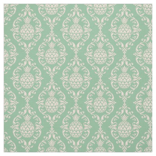 Green Pineapple Damask Fabric