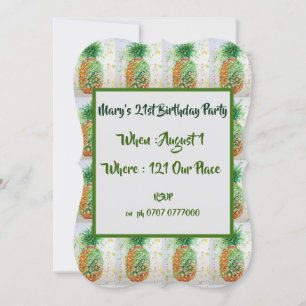 Green Pineapple Fruit 21st Birthday Invitation