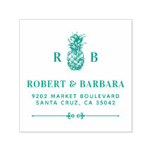 Green Pineapple | Wedding Initials Return Address
