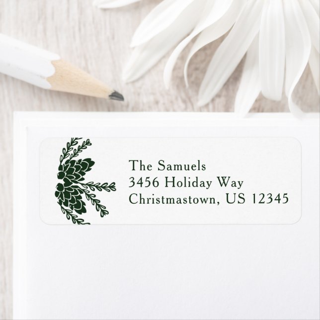 Green Pinecones Holiday Return Address Label (Insitu)