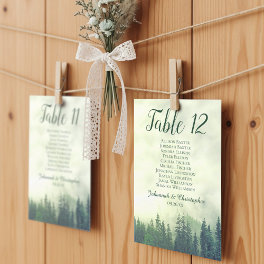 Green Pines 10 Name Wedding Seating Chart Card