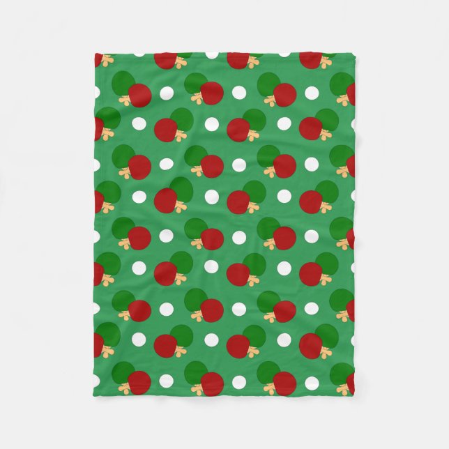 Green ping pong pattern fleece blanket (Front)