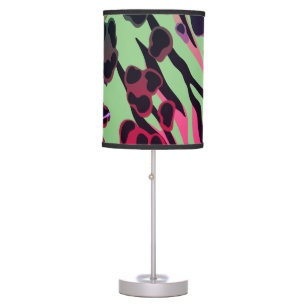 Green & Pink African Safari Print Table Lamp