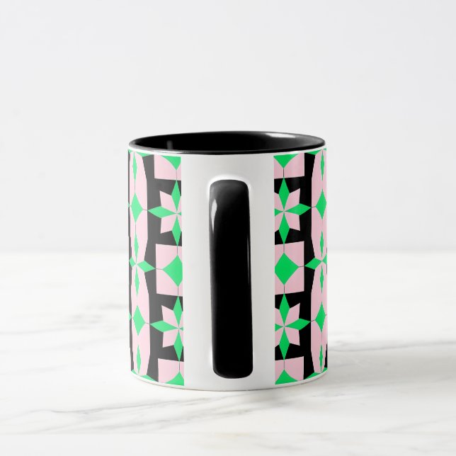 Green, pink and Black Geometric Design  Mug (Handle)