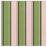 [ Thumbnail: Green, Pink, and Black Stripes Pattern Fabric ]