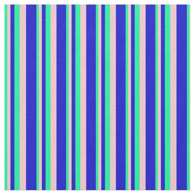 Green, Pink, and Blue Stripes Pattern Fabric (Close Up)