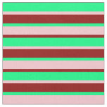 [ Thumbnail: Green, Pink, and Dark Red Lines Fabric ]