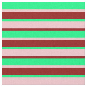 Green, Pink, and Dark Red Lines Fabric