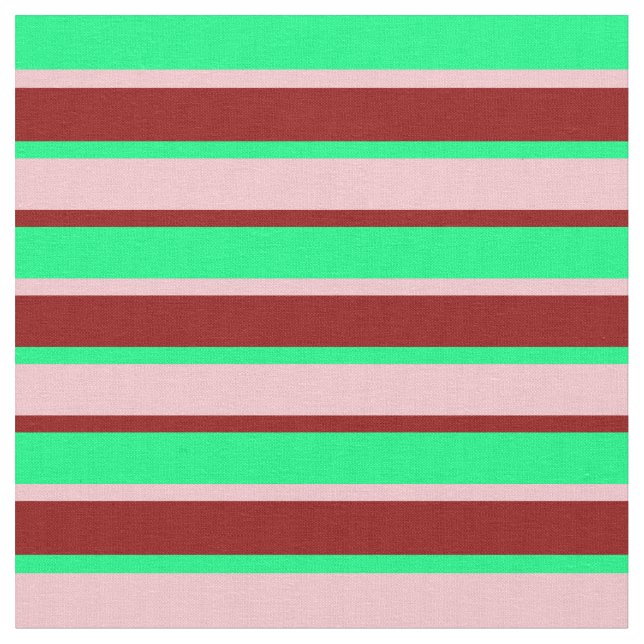 Green, Pink, and Dark Red Lines Fabric (Close Up)