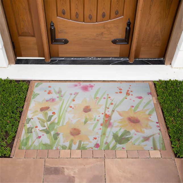 Green Pink And Gray Doormat (Outdoor)