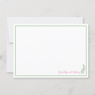 Green, Pink and White Fern Personalized Invitation
