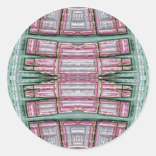 ~ Green Pink and White Fractal ~ Classic Round Sticker