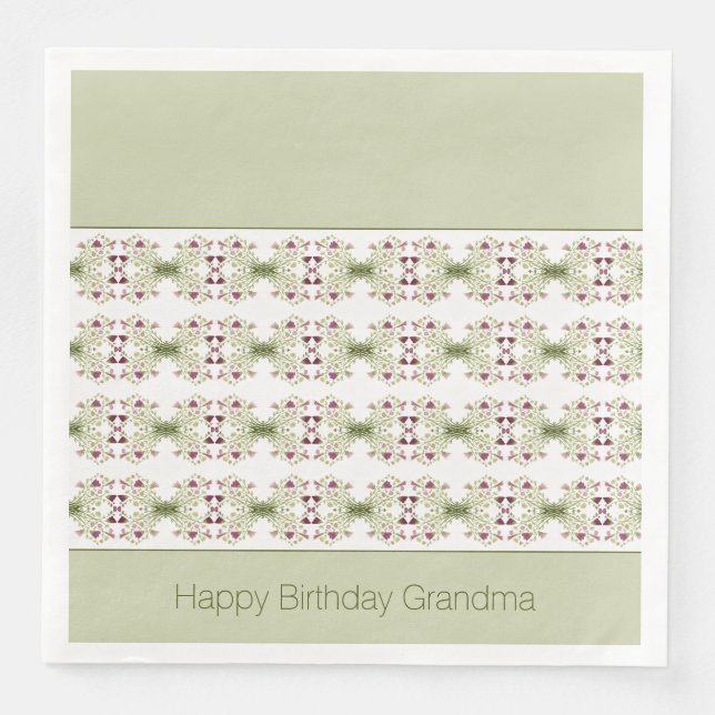 Green Pink And White Paper Dinner Napkins (Front)