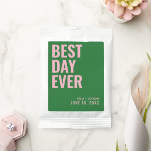 Green & Pink Best Day Ever Wedding Favor Drink Mix