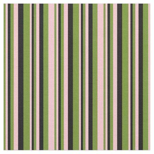 Green, Pink & Black Lined/Striped Pattern Fabric