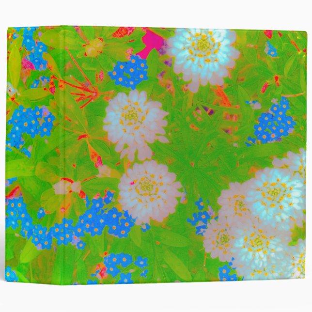 Green, Pink & Blue Flowers Notebook Binder (Front/Spine)