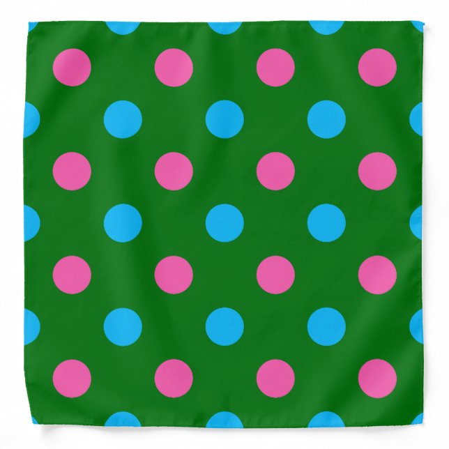 Green Pink Blue Polka Dot Pattern Bandana (Front)