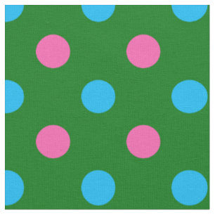 Green Pink Blue Polka Dot Pattern Fabric