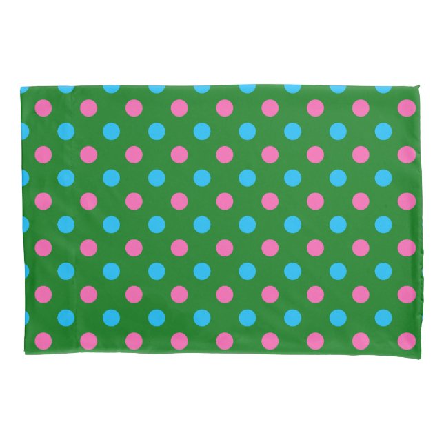 Green Pink Blue Polka Dot Pattern Pillow Case (Front)