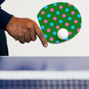 Green Pink Blue Polka Dot Pattern Ping Pong Paddle