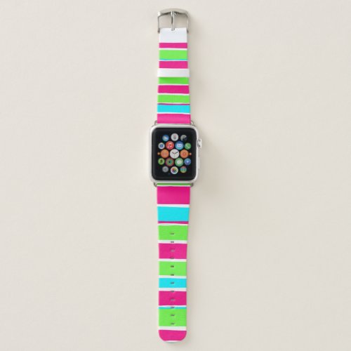 Green Pink Blue Stripes  Apple Watch Band