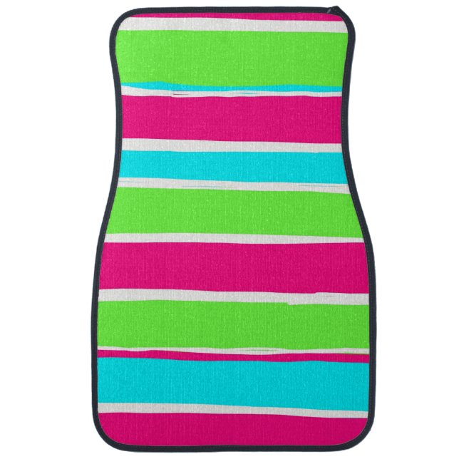 Green Pink Blue Stripes  Car Floor Mat (Front)