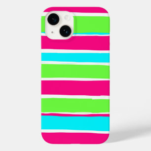Green Pink Blue Stripes Case-Mate iPhone 14 Case