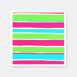Green Pink Blue Stripes Napkins