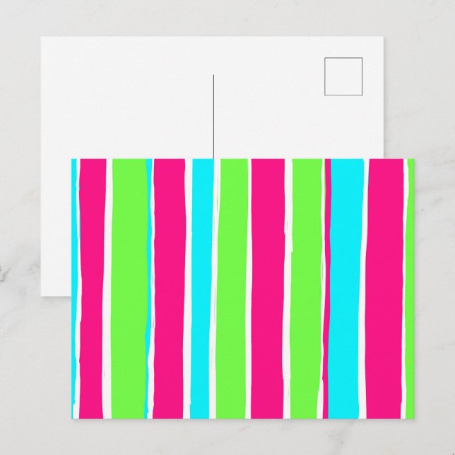 Green Pink Blue Stripes  Postcard (Front/Back)