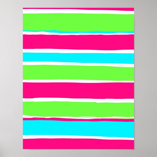 Green Pink Blue Stripes  Poster (Front)