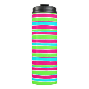 Green Pink Blue Stripes  Thermal Tumbler