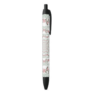 Green Pink Border Retro Y2K 70s Flower Pattern Pen