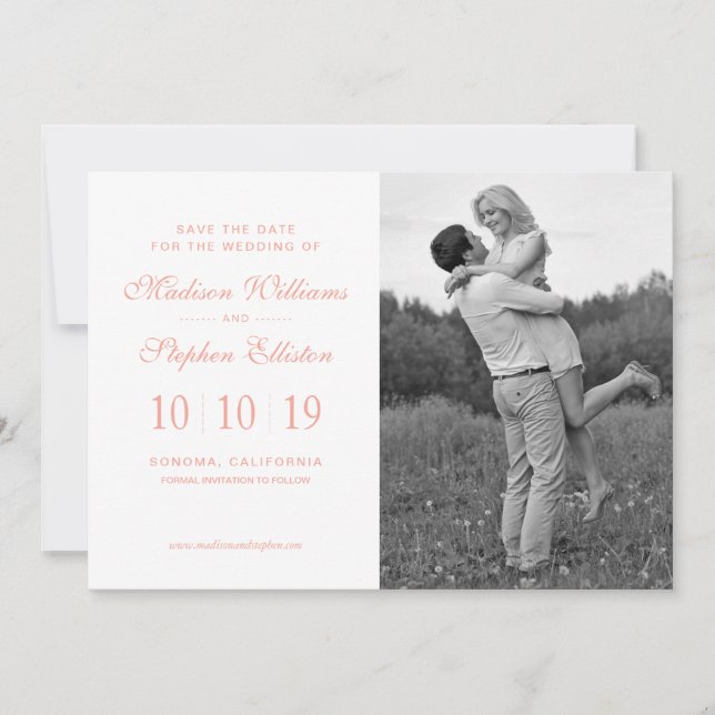 Green & Pink Botanical Watercolor - Save the Date (Front)