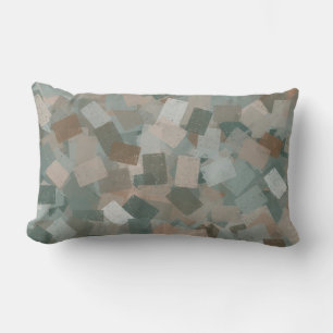 Green Pink Brown Cubism Abstract Pattern Lumbar Pillow