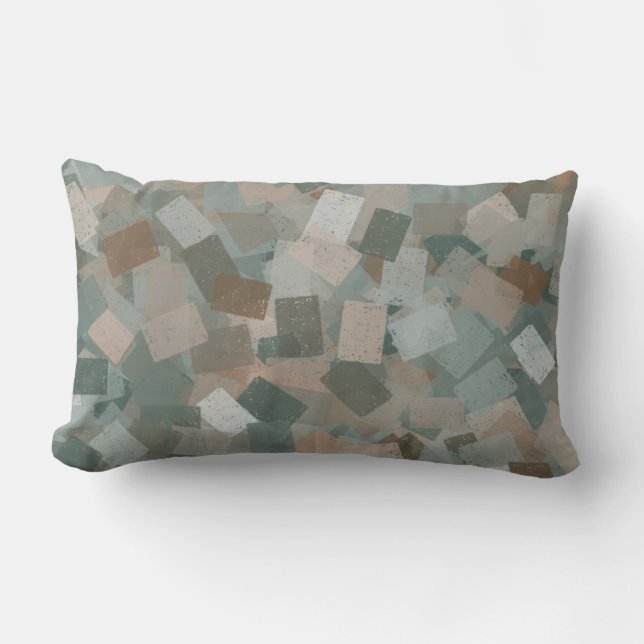 Green Pink Brown Cubism Abstract Pattern Lumbar Pillow (Front)