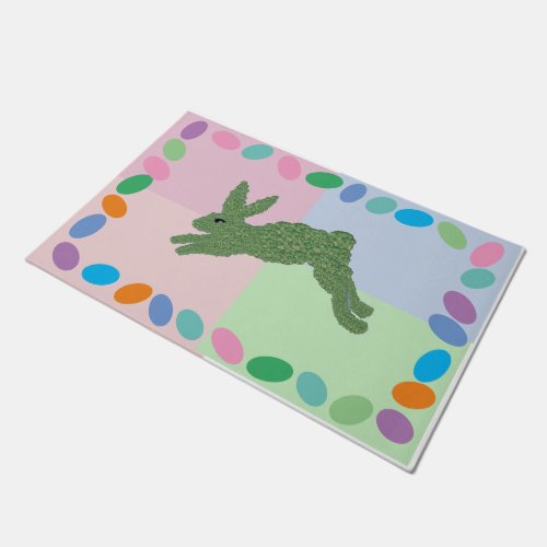 Green Pink Bunny Rabbit Eggs  rug  Doormat