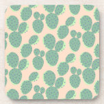 Green &amp; Pink Cactus Pattern Beverage Coaster