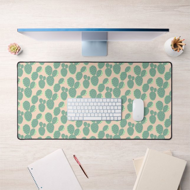 Green & Pink Cactus Pattern Desk Mat (Office 1)