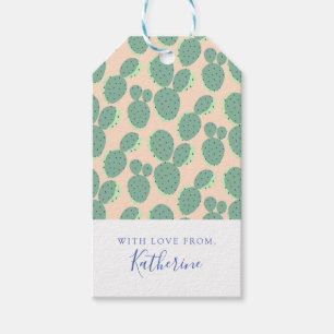 Green & Pink Cactus Pattern Gift Tags