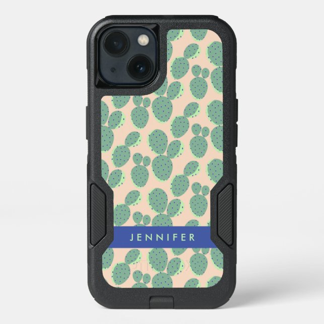 Green & Pink Cactus Pattern Otterbox iPhone Case (Back)